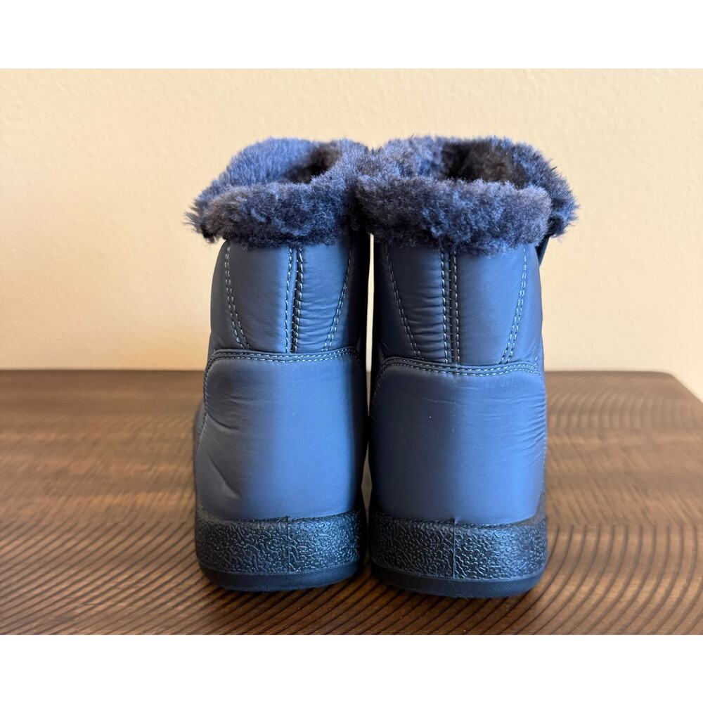 Dream Paris Warm Splash proof snow boots grey/blue faux fur $34 retail NEW 8.5 - Picture 2 of 5